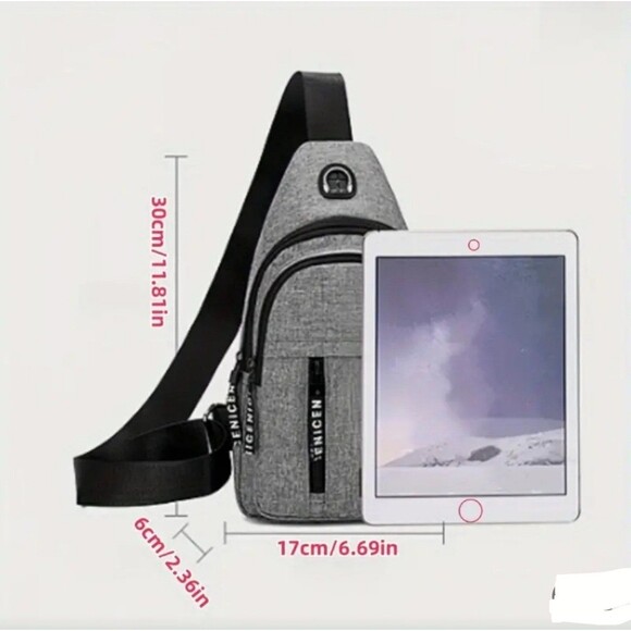 Gray sporty lightweight crossbody bag backpack - Picture 2 of 2